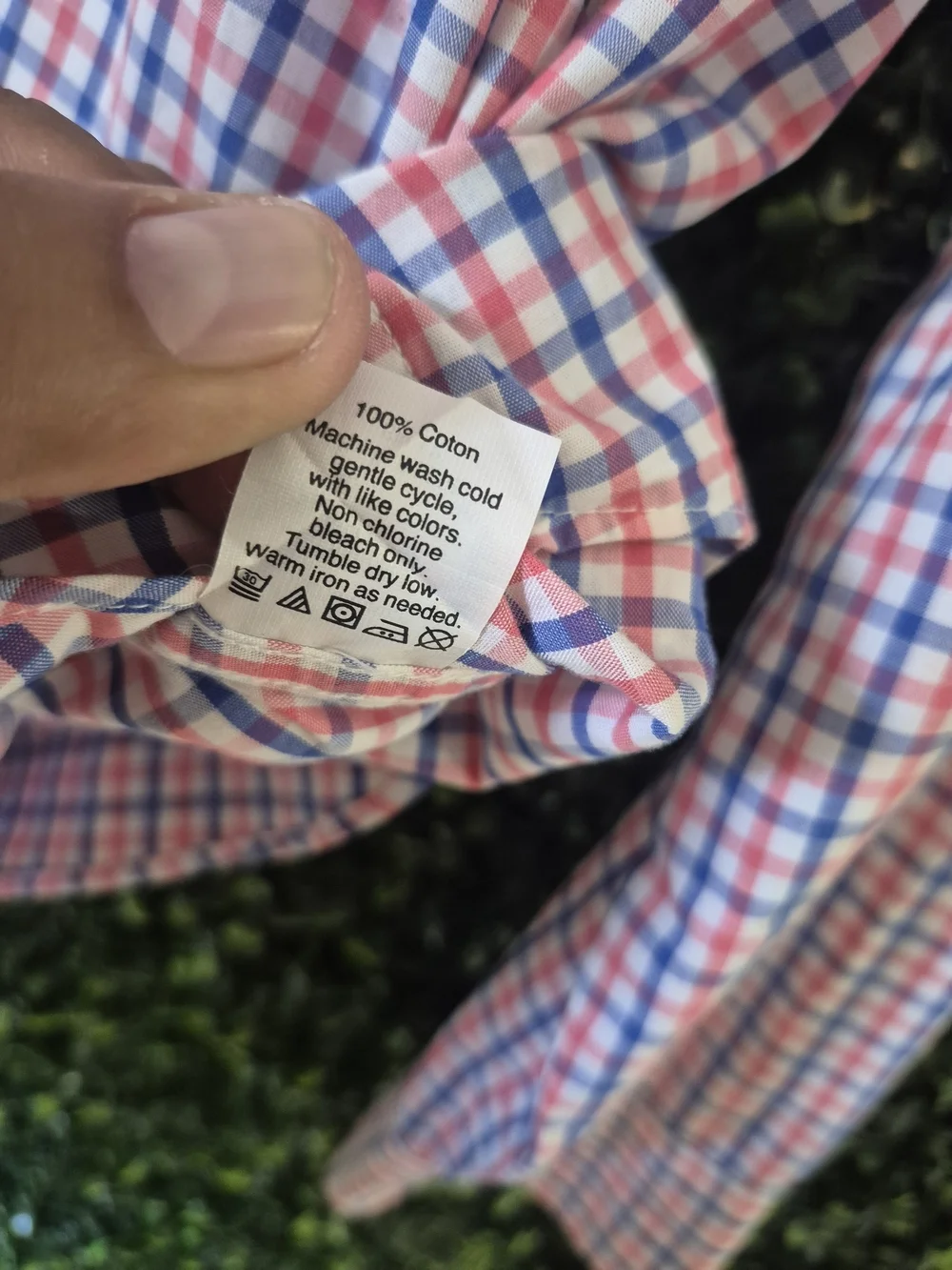J. Crew Men's Pink and Blue Check Cotton Button-Down Shirt